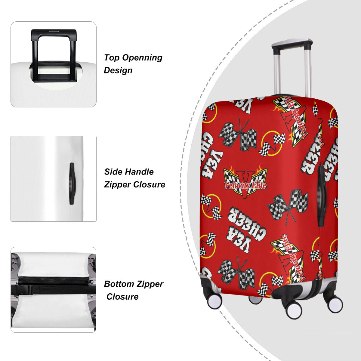 Velocity Red Luggage Cover and Tag
