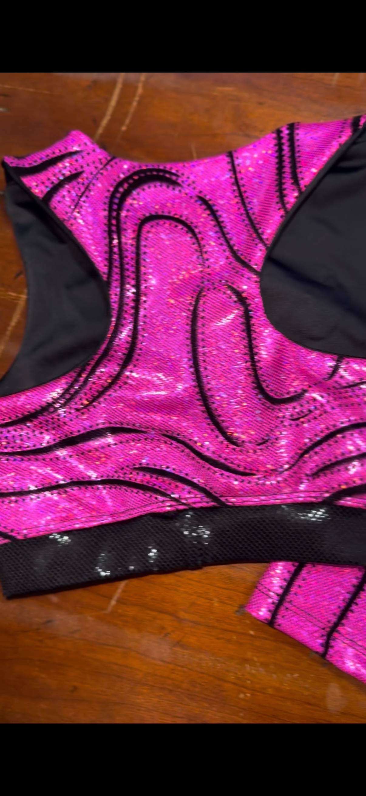 Velocity Hot Pink Swirl Rhinestone Sports Bra and Shorts