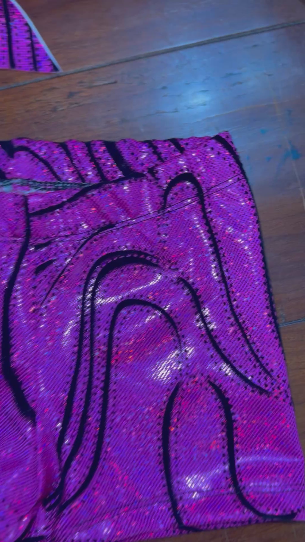 Velocity Hot Pink Swirl Rhinestone Sports Bra and Shorts